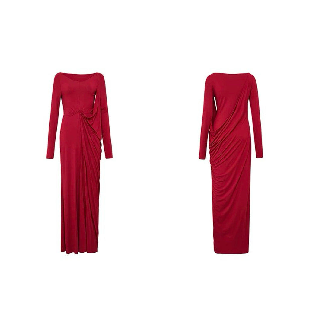 Deconstructed Knitted Red Dress