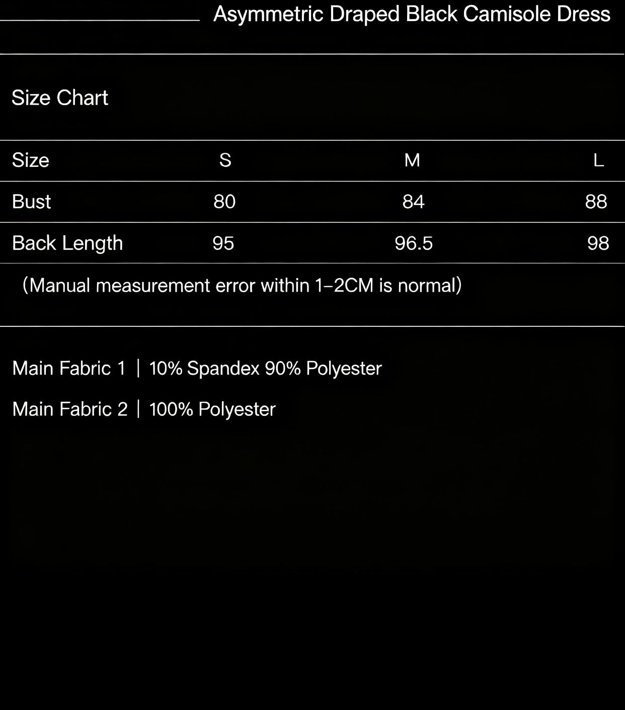 Asymmetric Draped Black Camisole Dress