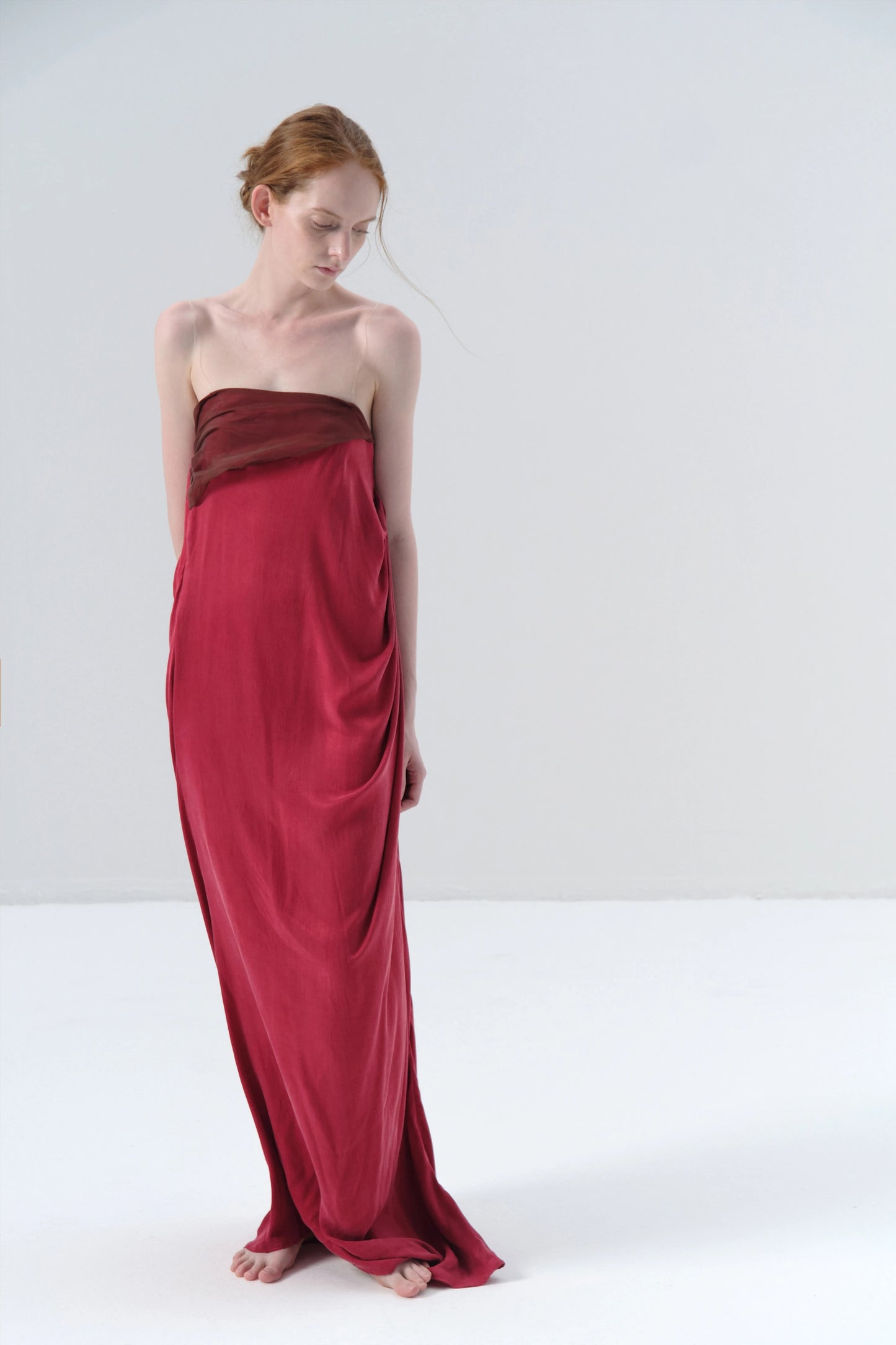 Strapless Cupro Red Dress
