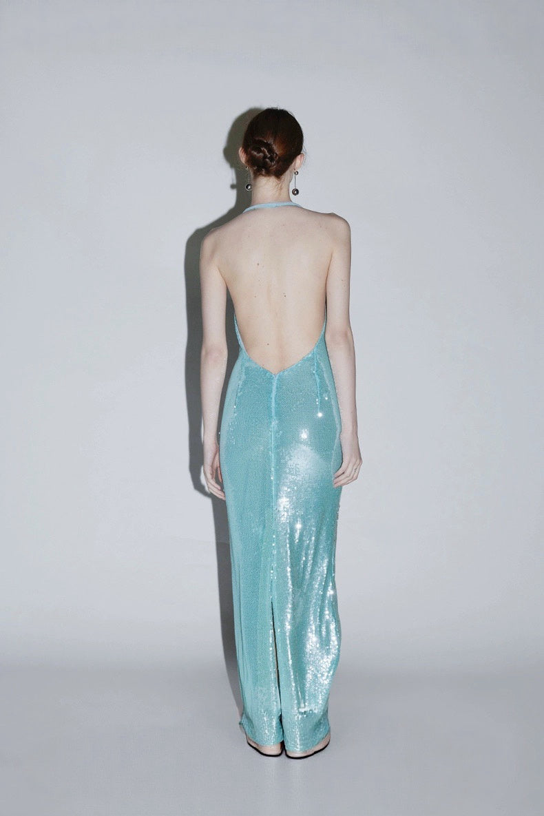 Mayfair Series — Sequin Halter Neck Backless Evening Dress