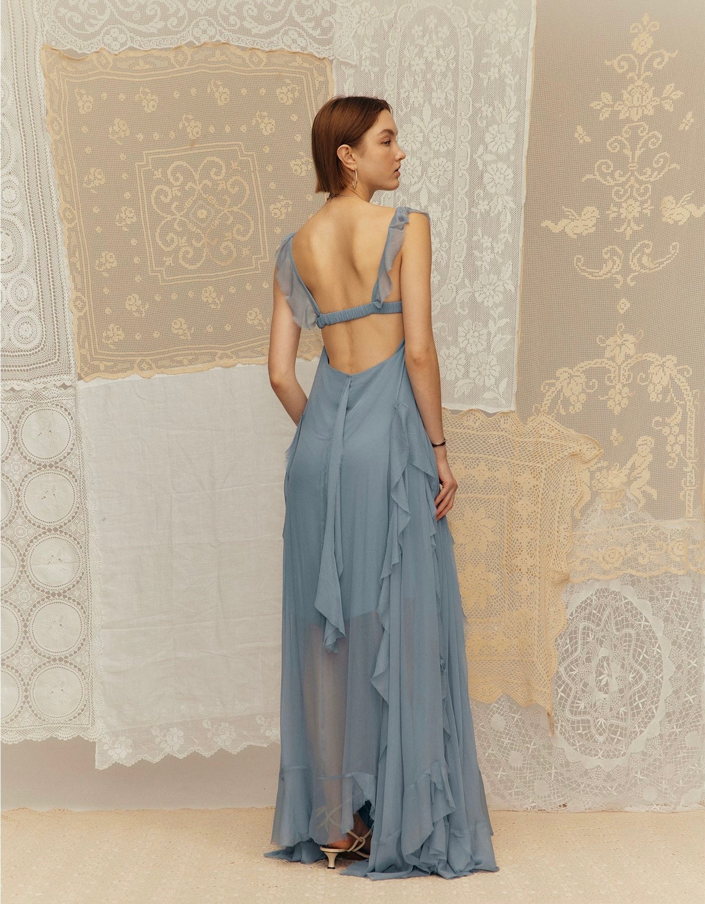 Vacation Spaghetti Strap Dress with Ruffled Hem