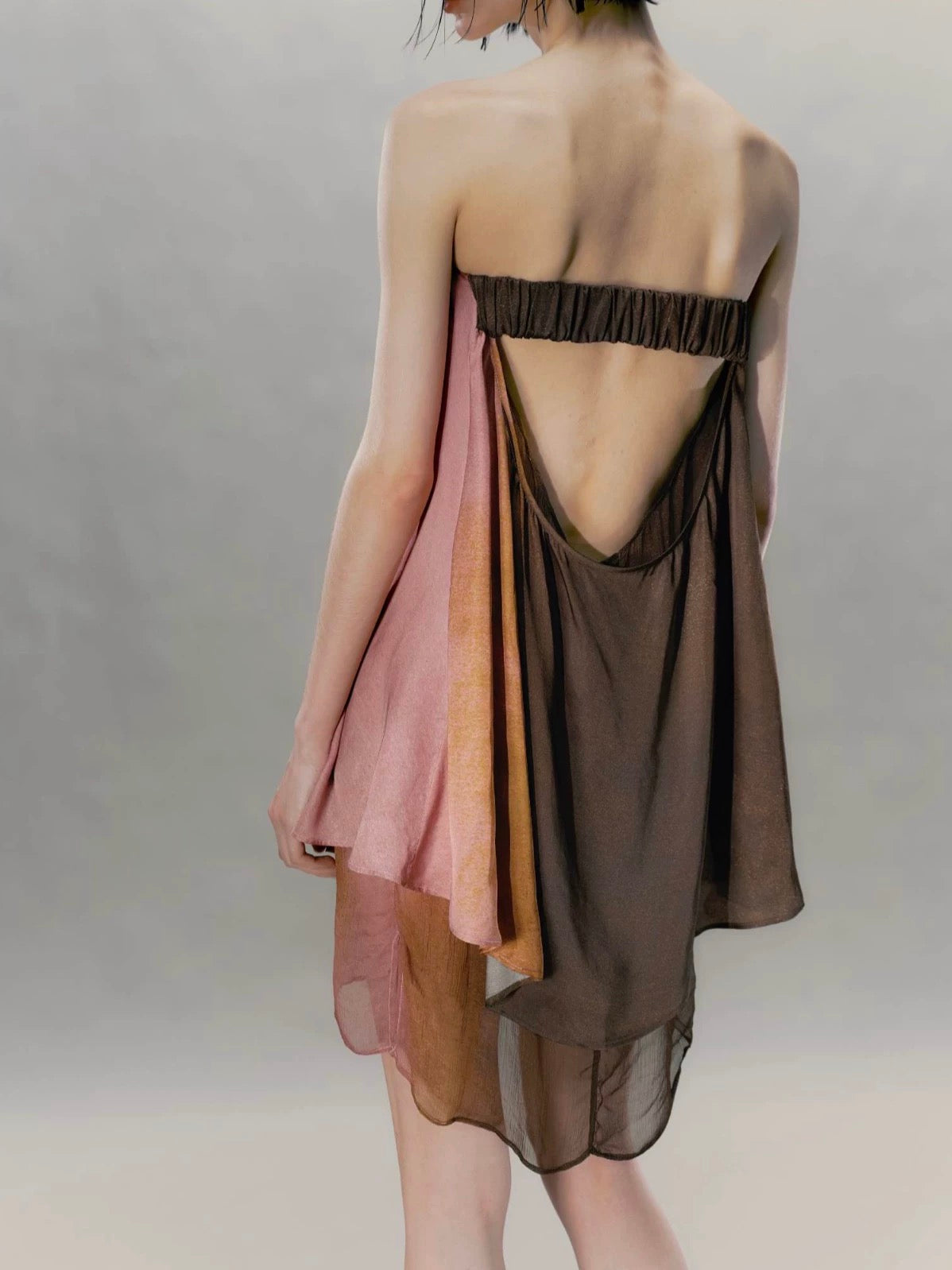 Double-Layer Patchwork Short Tube Top Dress