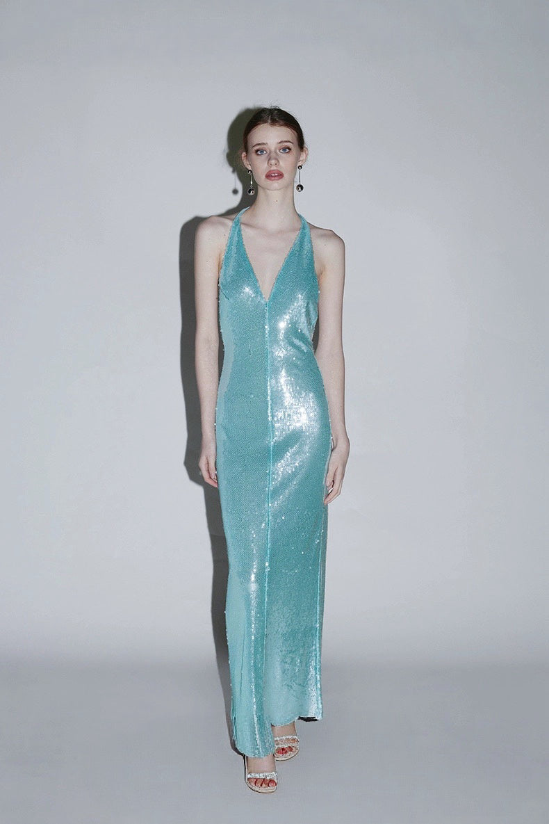 Mayfair Series — Sequin Halter Neck Backless Evening Dress