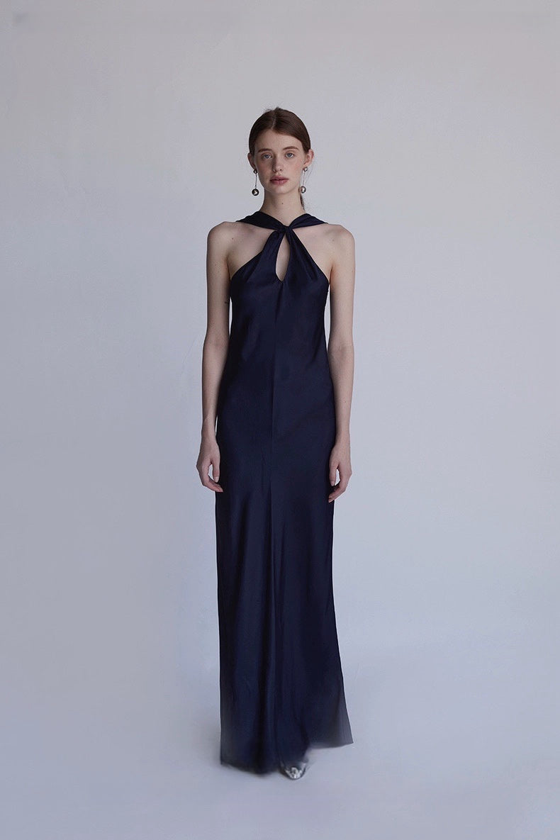 Soft Sculpture Series Satin Halter Midi Dress