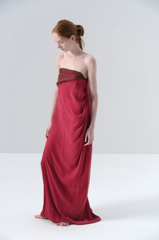 Strapless Cupro Red Dress