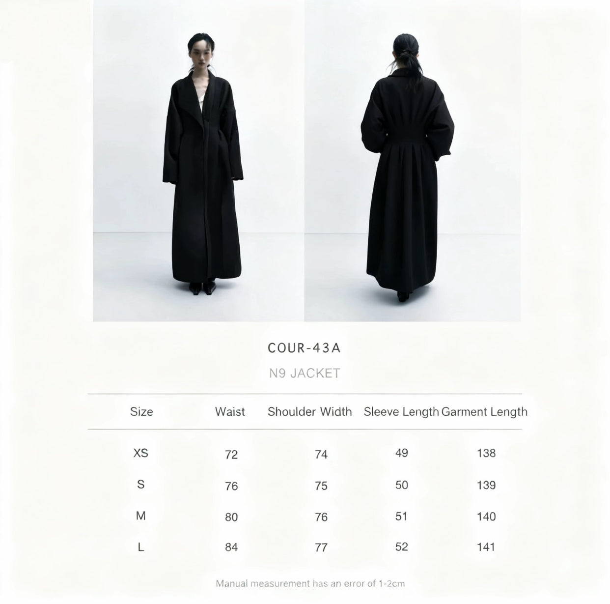 Coat with Three-Dimensional Tailoring and Waist Cinching