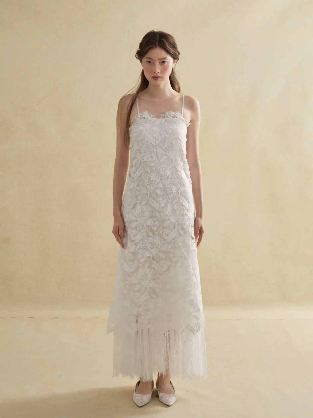Hollow-out Lace A-line Camisole Dress