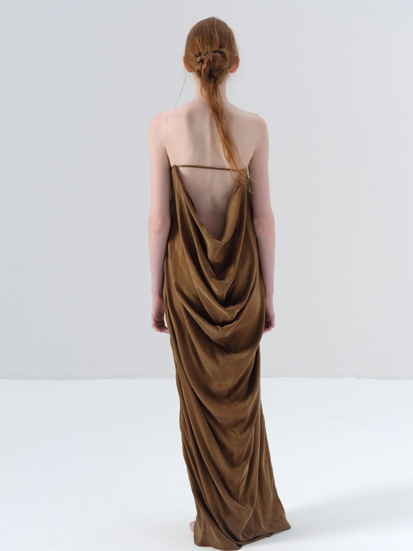 Strapless Cupro Brown Dress