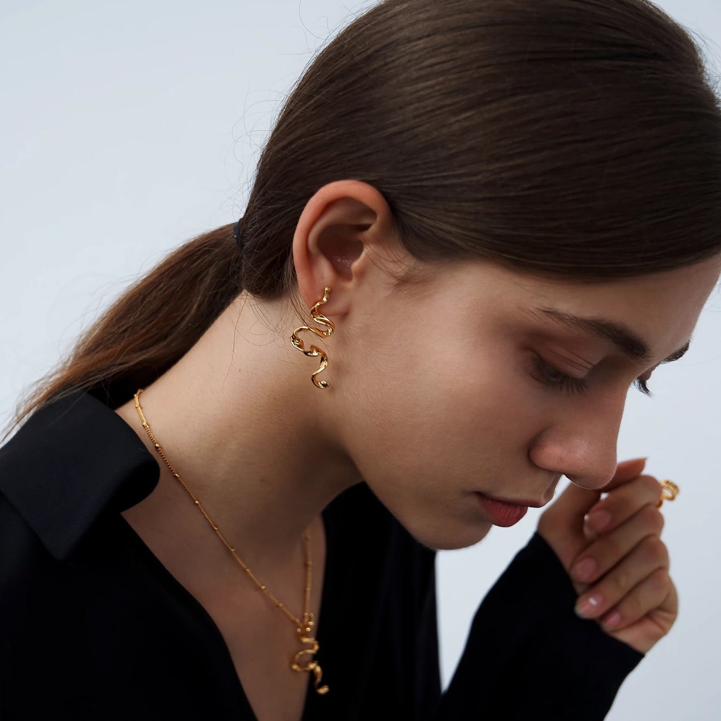 Golden Ribbon Small Earrings