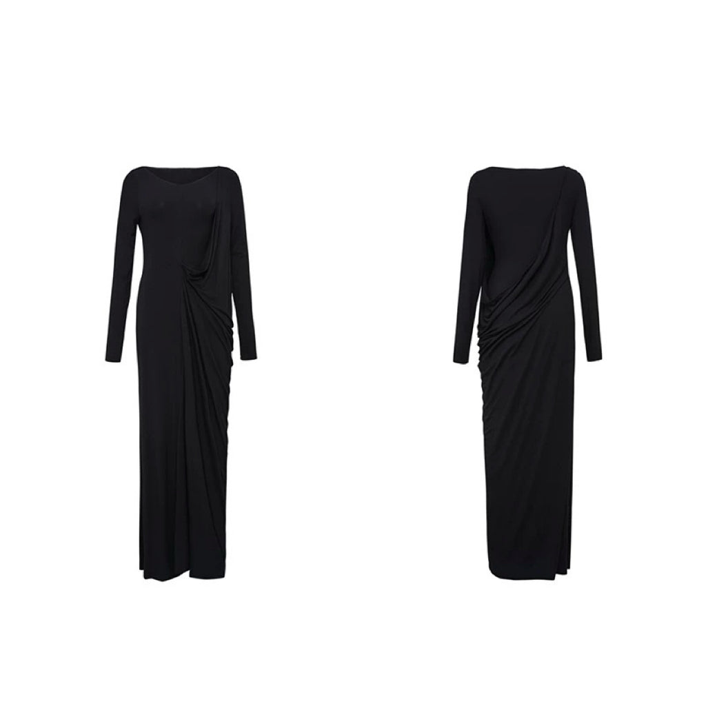 Deconstructed Knitted Black Dress