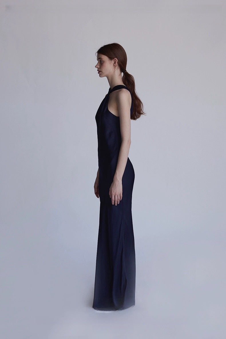 Soft Sculpture Series Satin Halter Midi Dress
