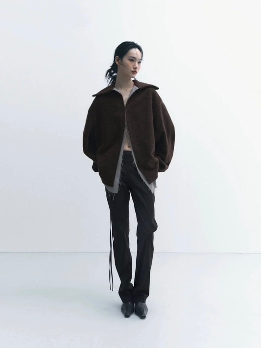 Folded Stand-Collar Silhouette Coat
