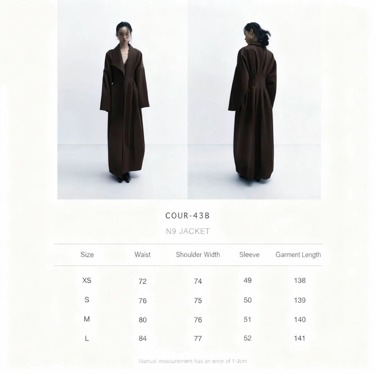 Coat with Three-Dimensional Tailoring and Waist Cinching