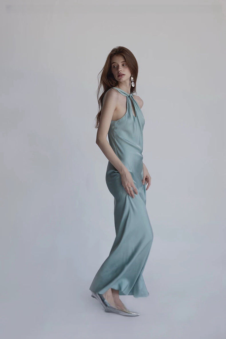 Soft Sculpture Series Satin Halter Midi Dress
