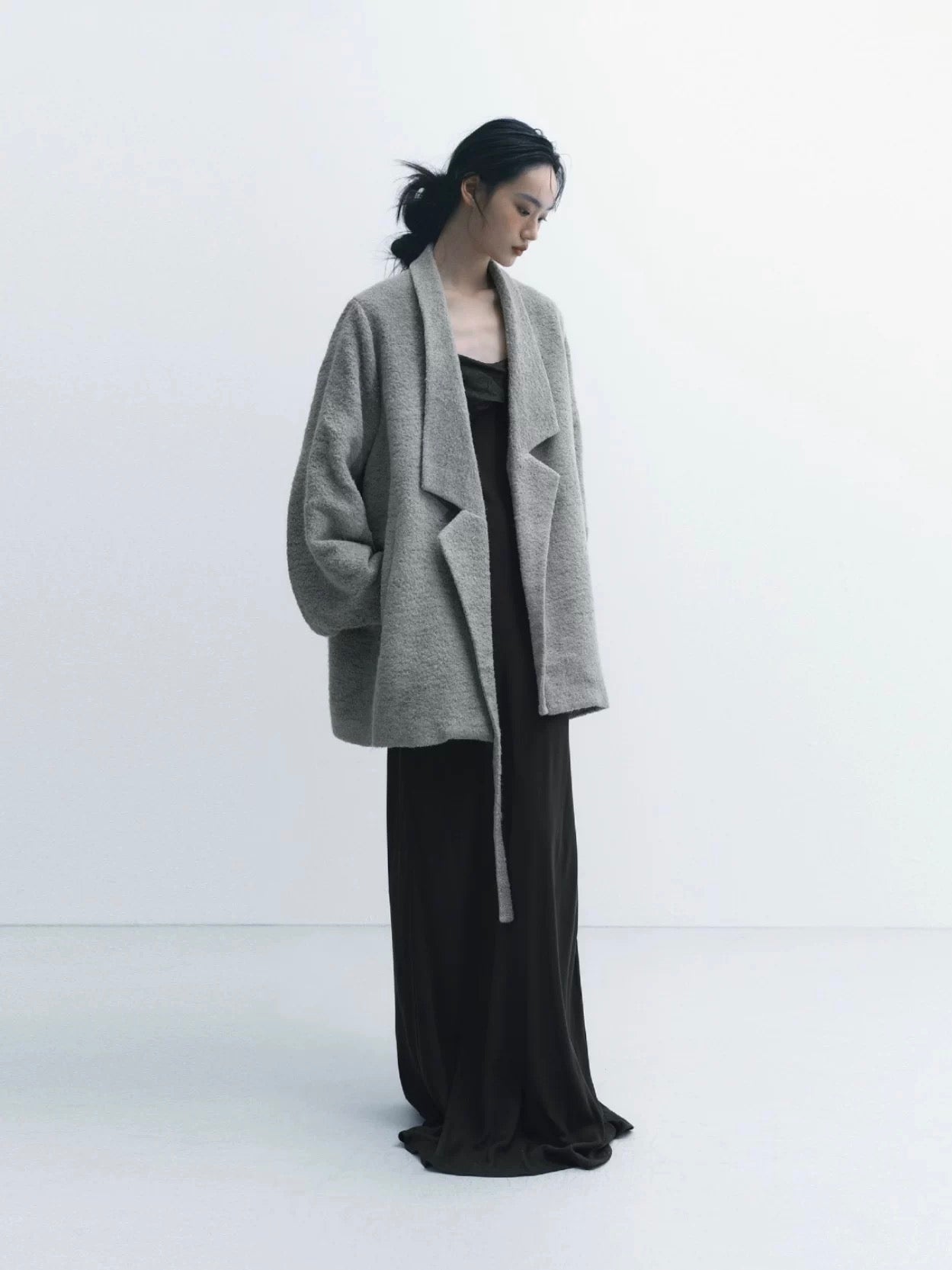 Asymmetrical Placket Wool-Blend Oversized Coat