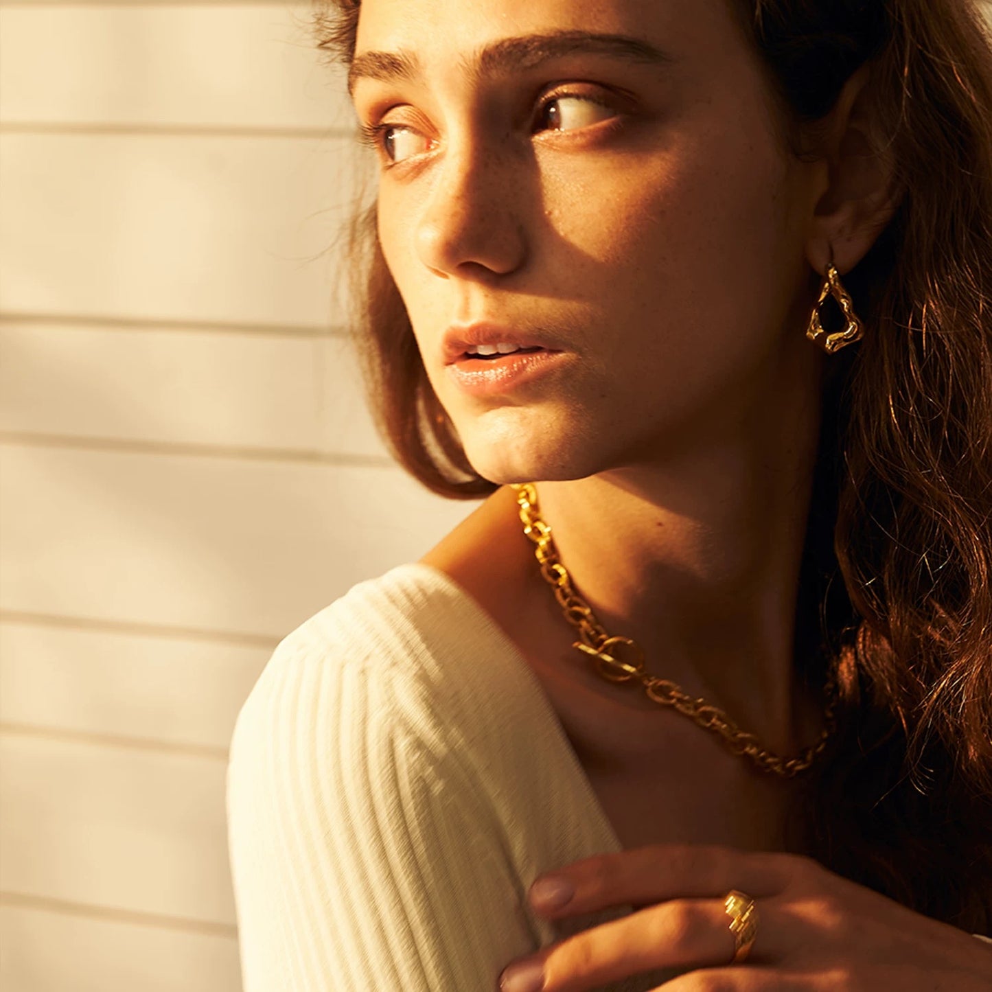 Golden Misaligned Earrings