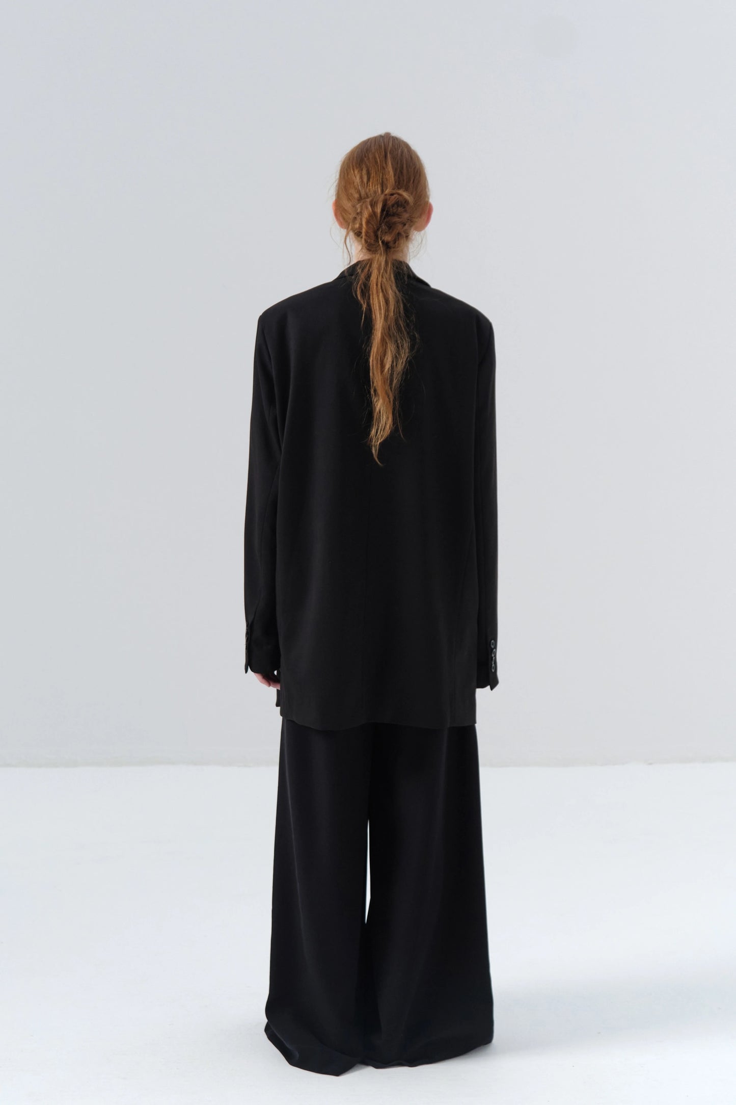 Black Blazer with Twill Texture and Oversized Silhouette