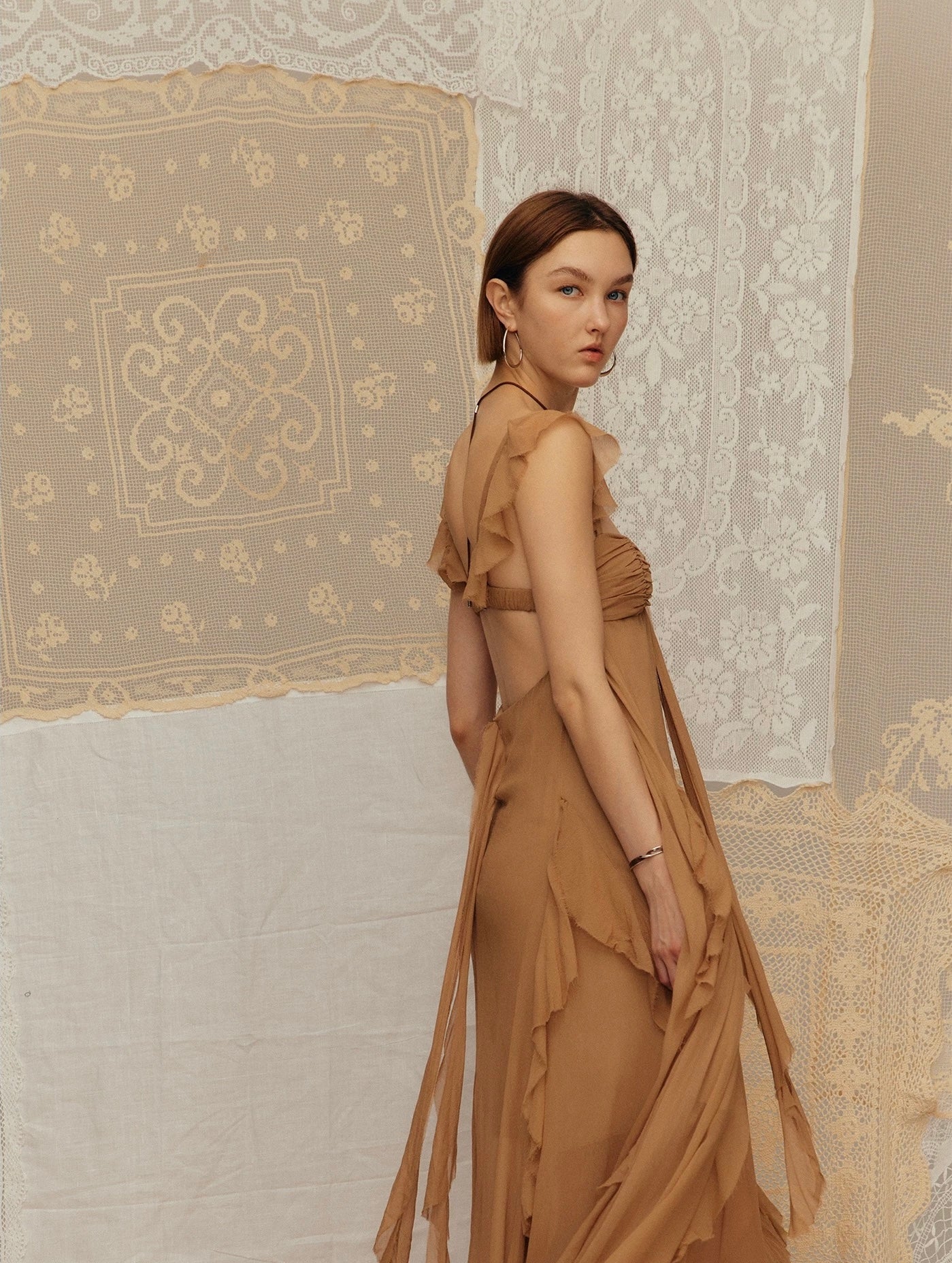 Vacation Spaghetti Strap Dress with Ruffled Hem