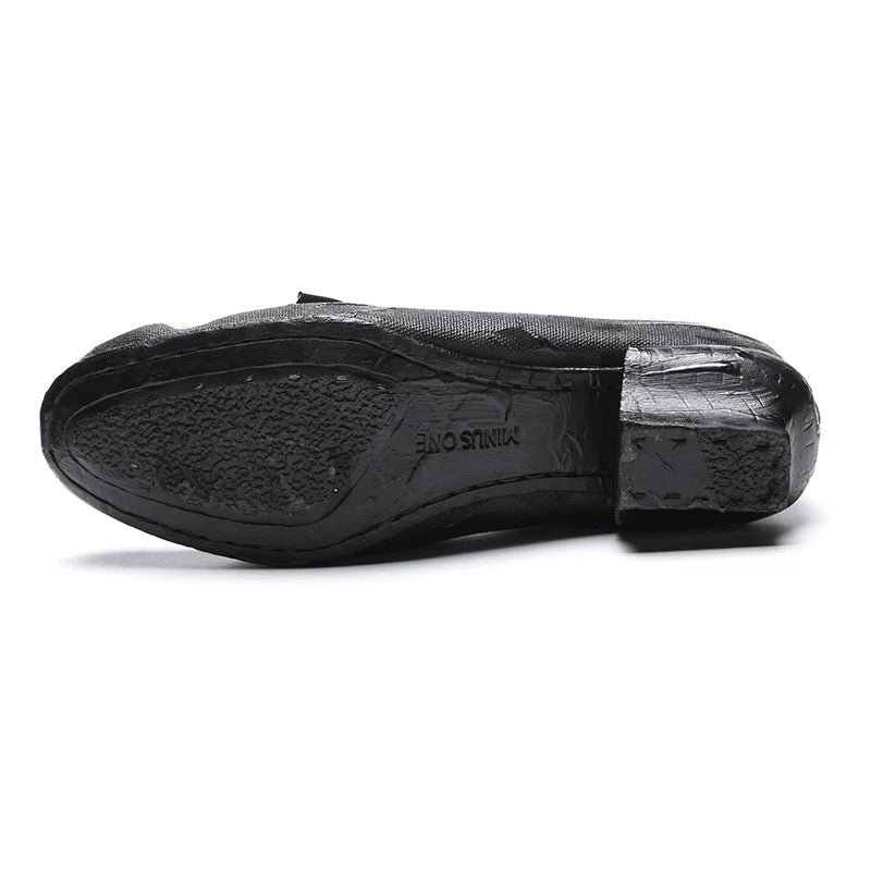 Hand-painted Sealed Glue Handmade Leather Shoes with Imported Cotton Canvas
