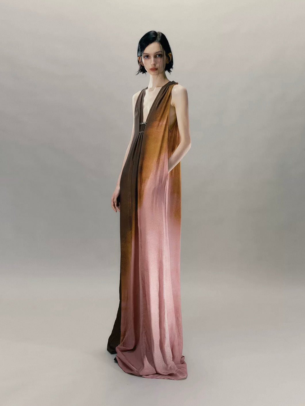 Pendant-Decorated Flared-Hem Dress