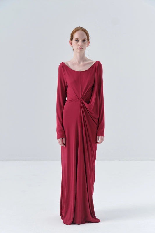 Deconstructed Knitted Red Dress