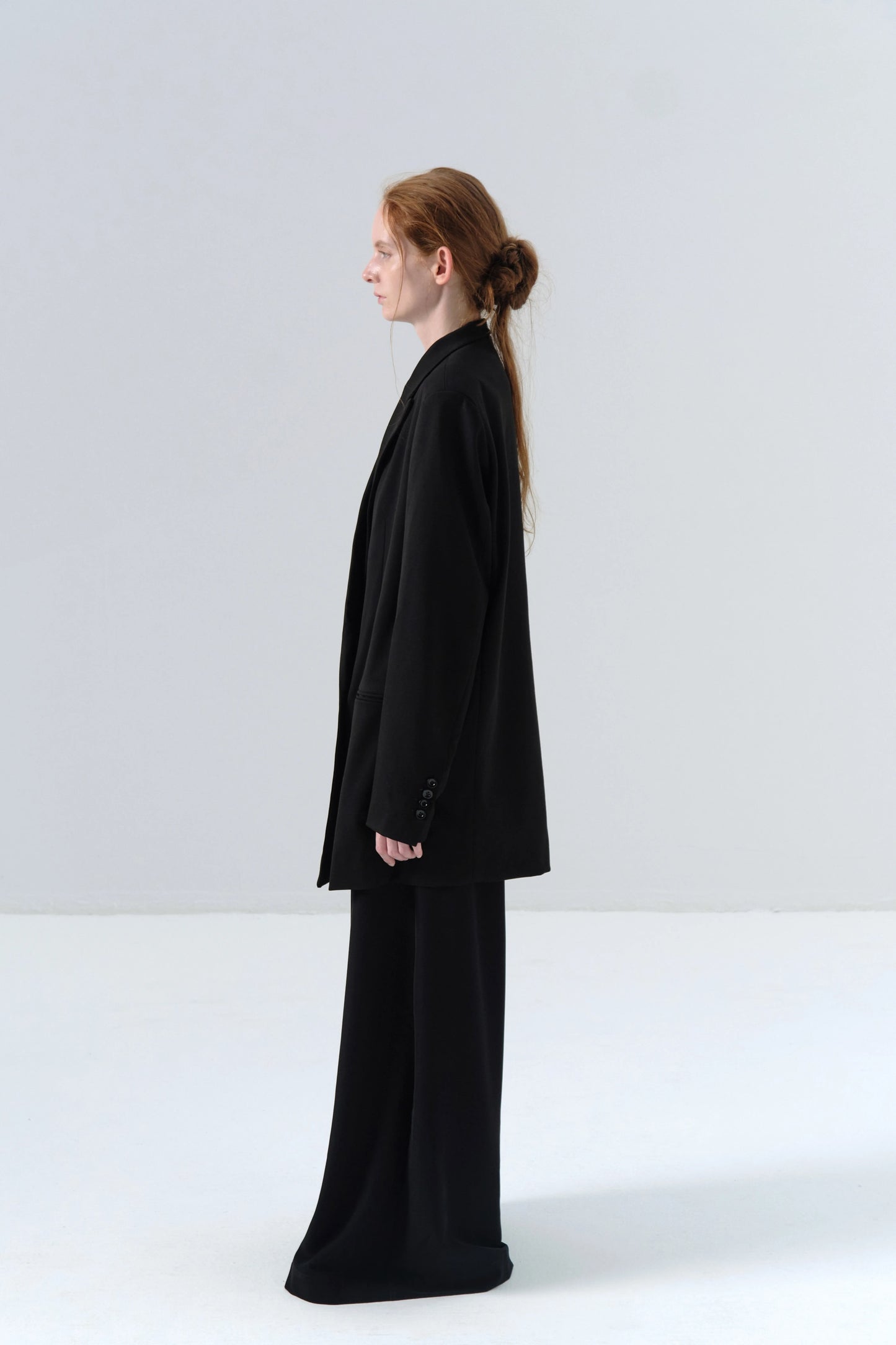 Black Blazer with Twill Texture and Oversized Silhouette