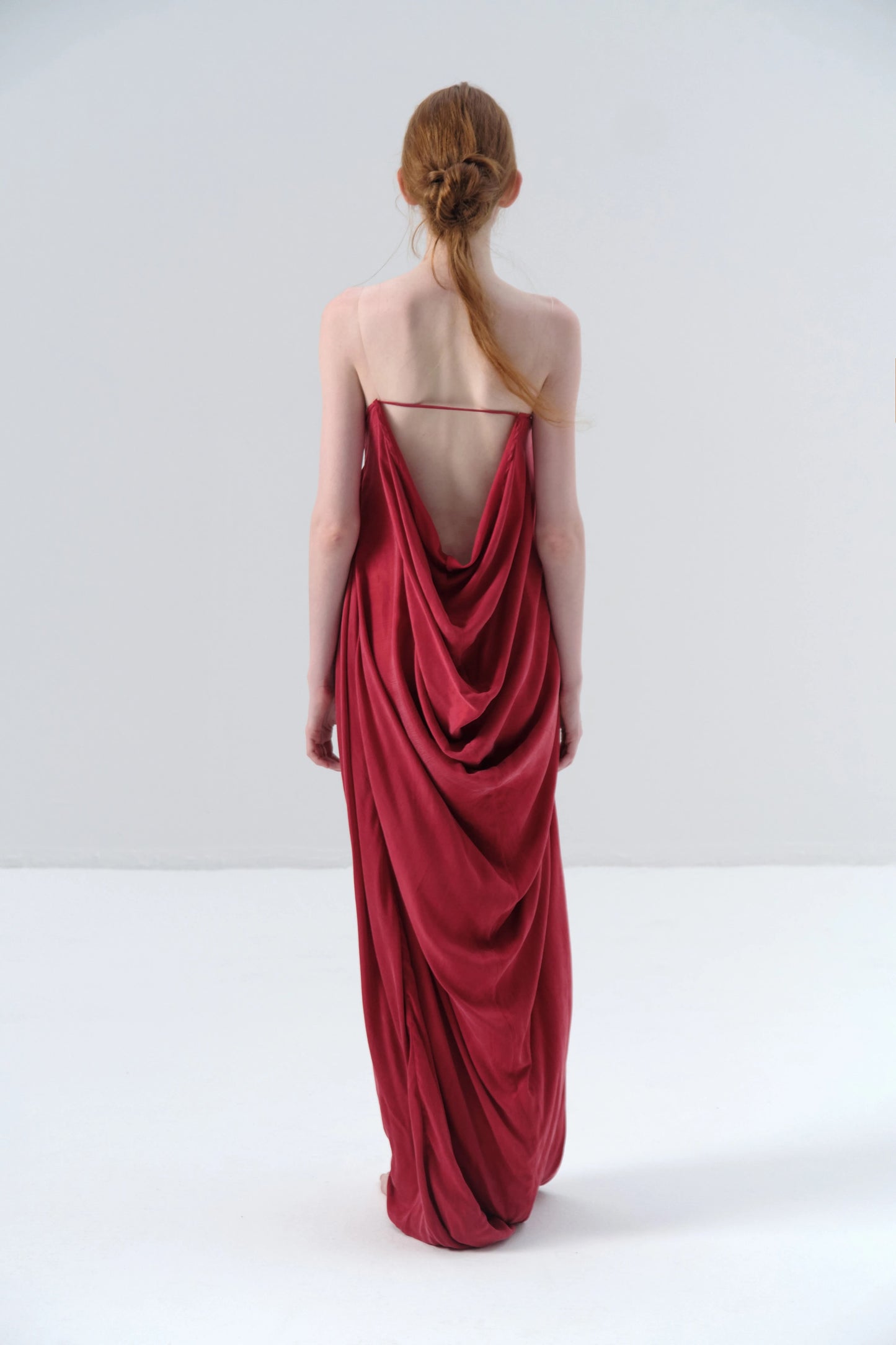Strapless Cupro Red Dress