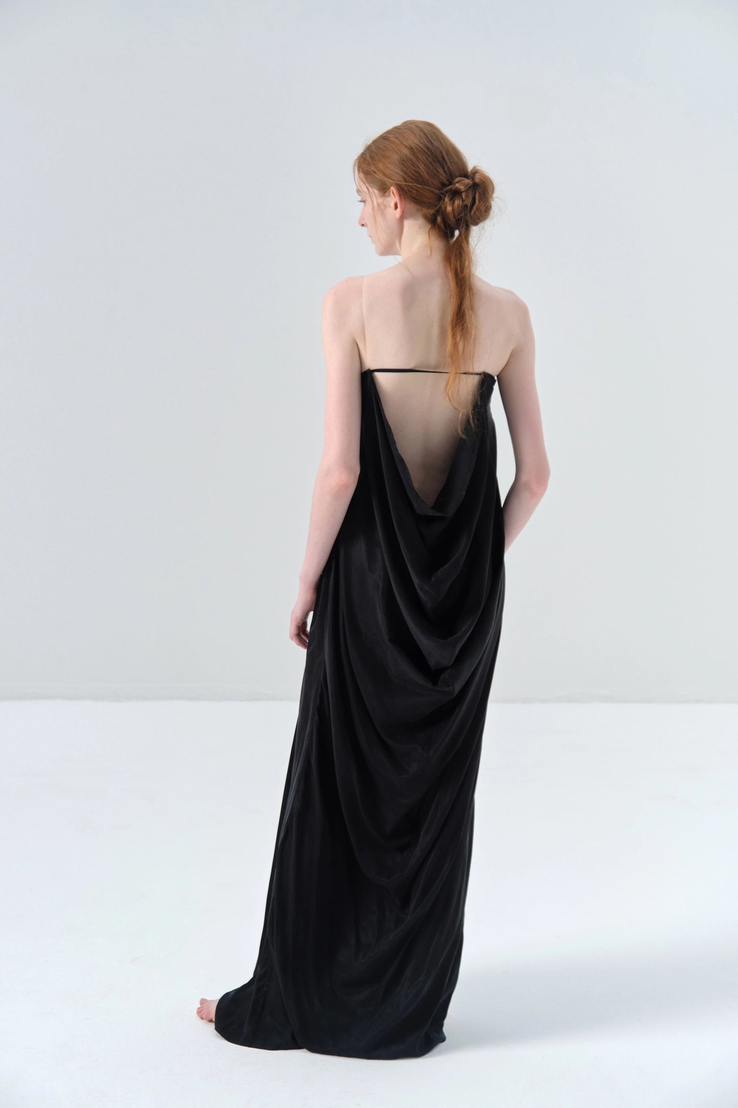 Strapless Cupro Black Dress