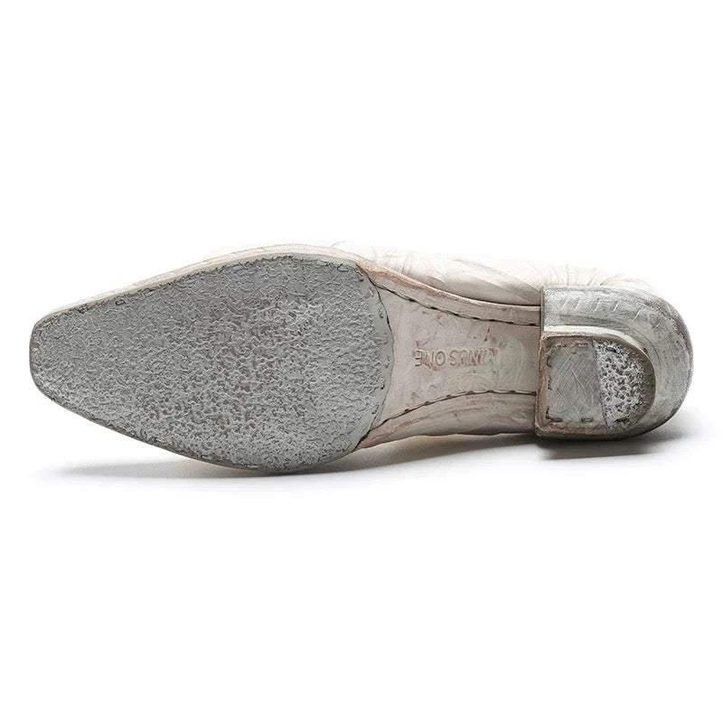 Handmade Shoes with Plant-Dyed Hand-Knotted Textured Ribbons