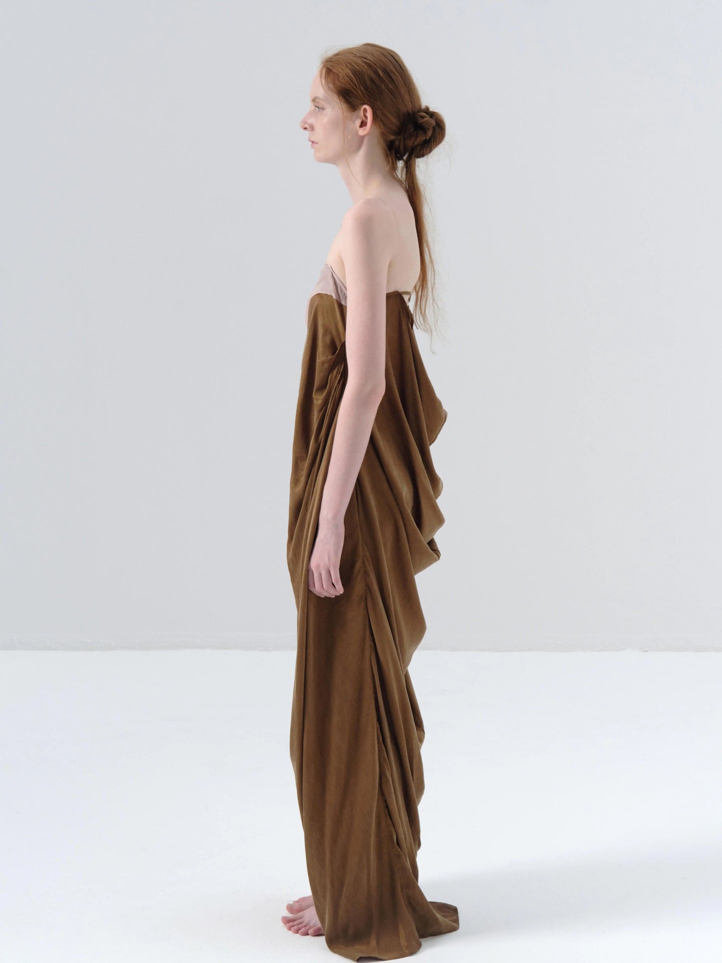 Strapless Cupro Brown Dress