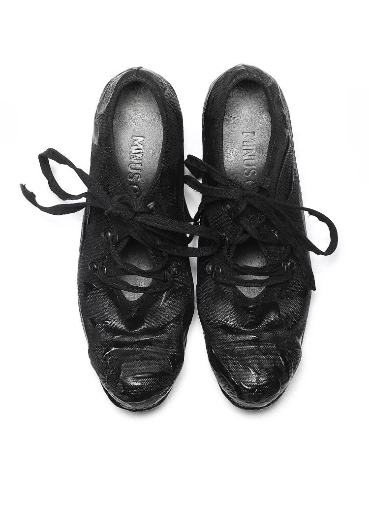 Hand-painted Sealed Glue Handmade Leather Shoes with Imported Cotton Canvas