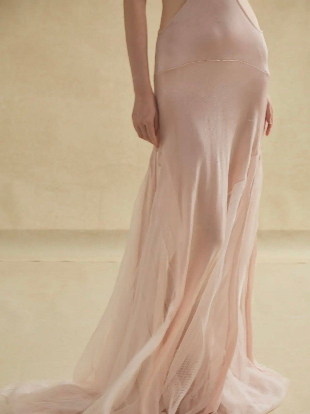 Hollow-Out Strapless Color-Block Sheer Eyelet Knit Dress