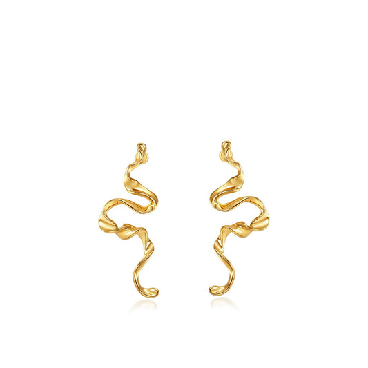 Golden Ribbon Small Earrings