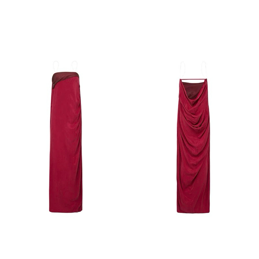 Strapless Cupro Red Dress