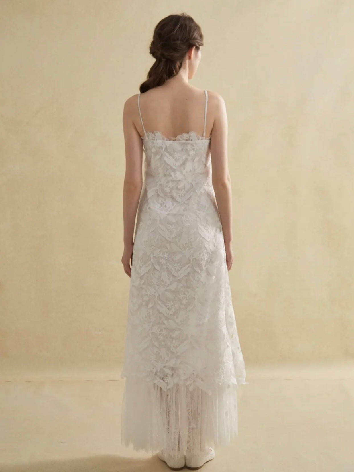 Hollow-out Lace A-line Camisole Dress