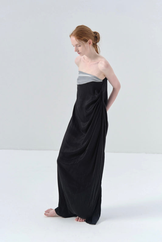 Strapless Cupro Black Dress