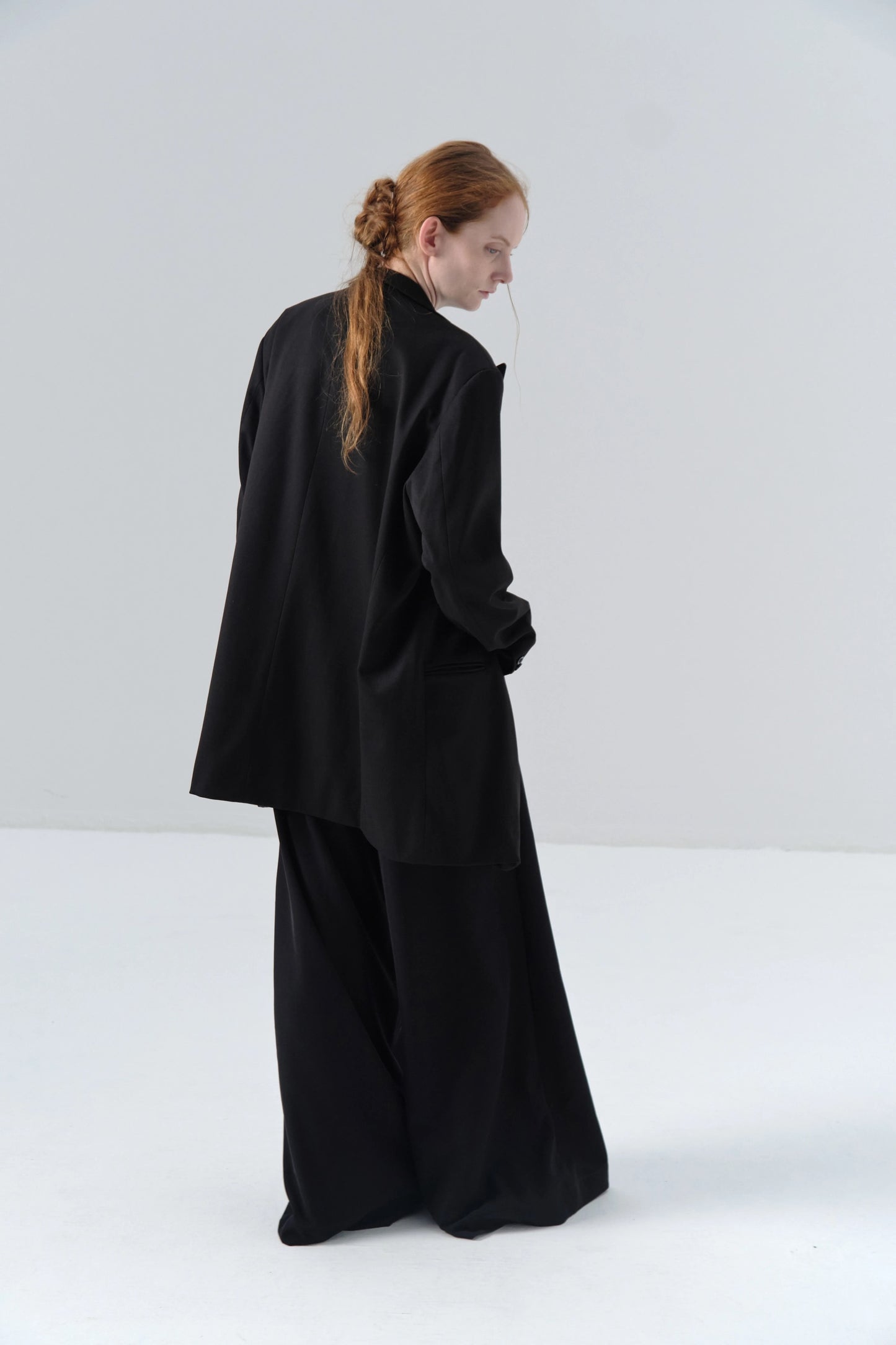 Black Blazer with Twill Texture and Oversized Silhouette