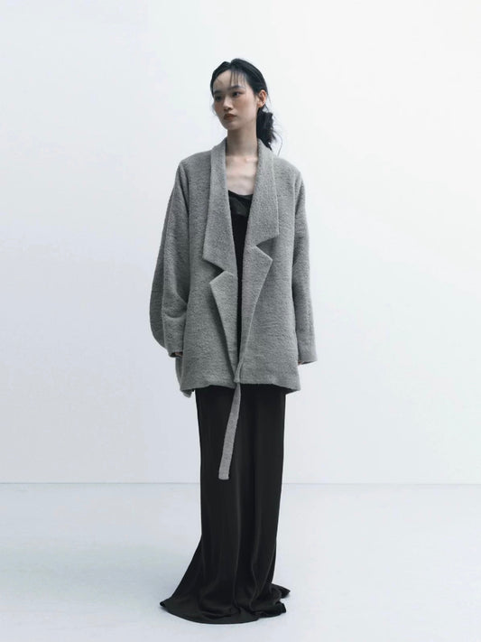 Asymmetrical Placket Wool-Blend Oversized Coat