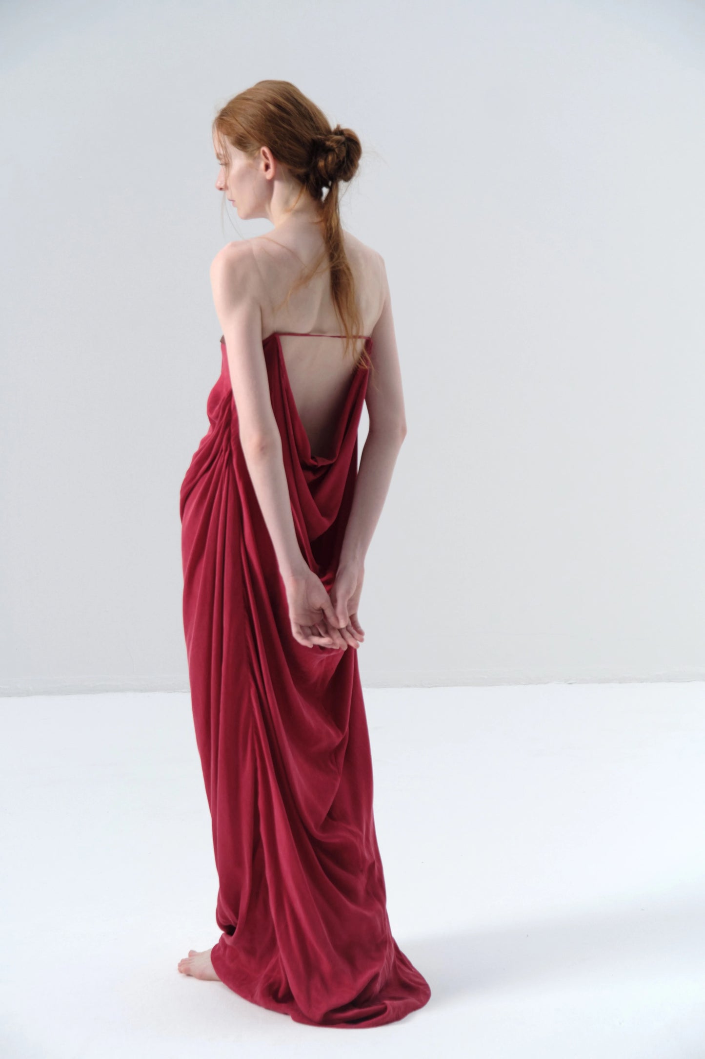 Strapless Cupro Red Dress