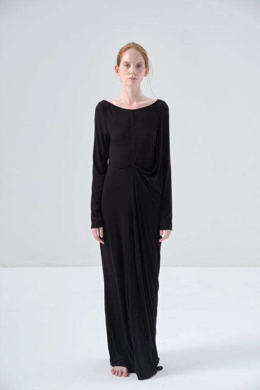 Deconstructed Knitted Black Dress
