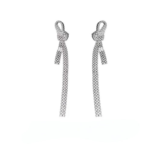 Knot Long Chain Earrings (925 Silver)