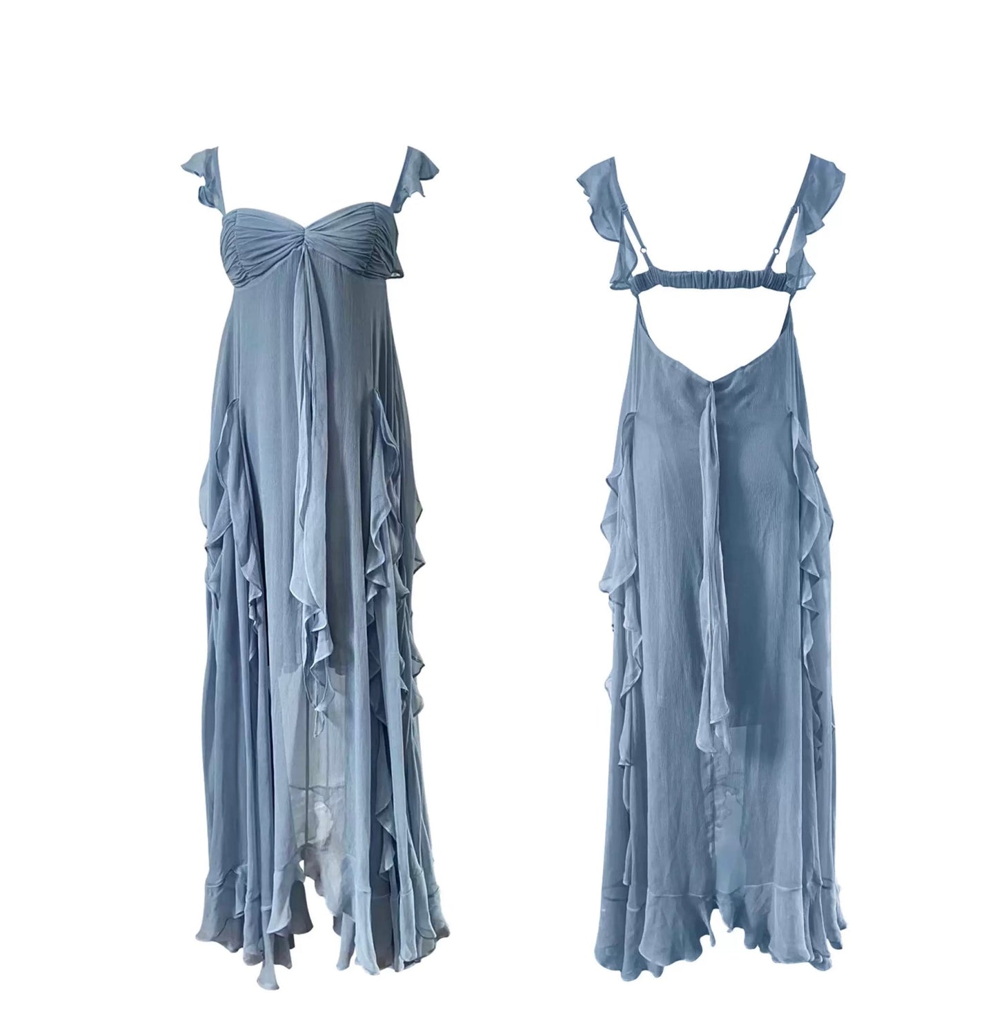 Vacation Spaghetti Strap Dress with Ruffled Hem