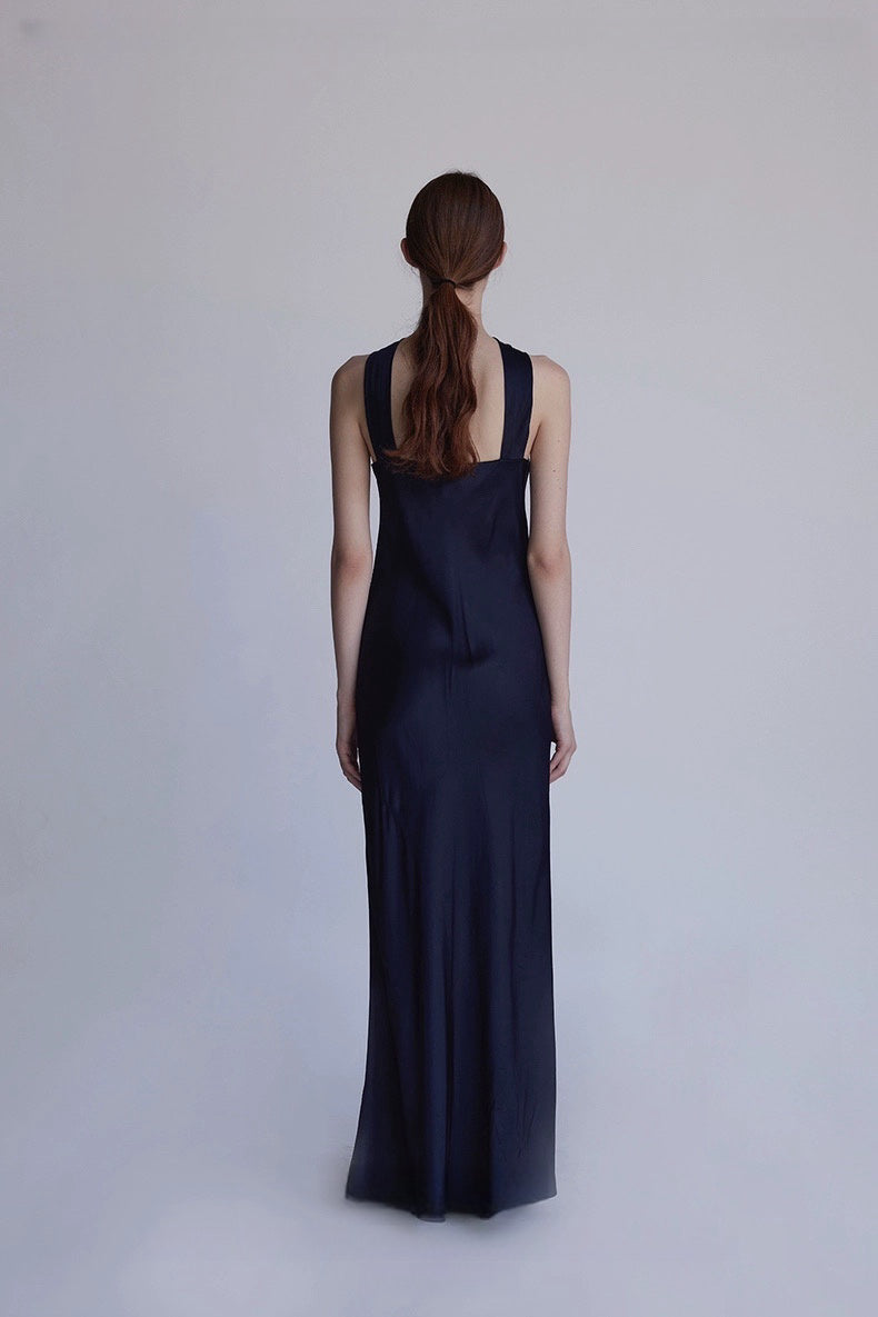 Soft Sculpture Series Satin Halter Midi Dress