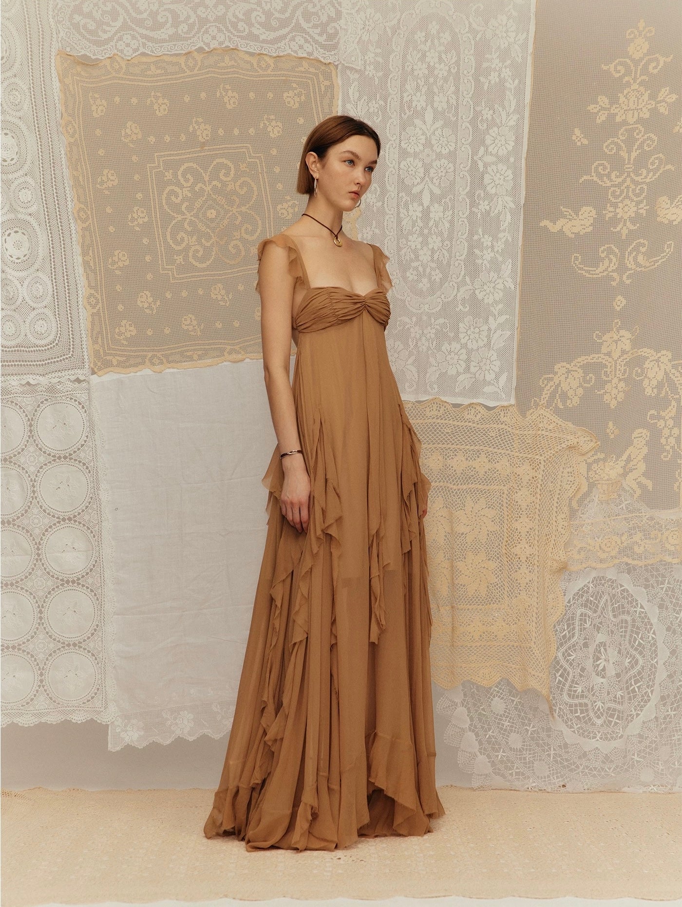 Vacation Spaghetti Strap Dress with Ruffled Hem