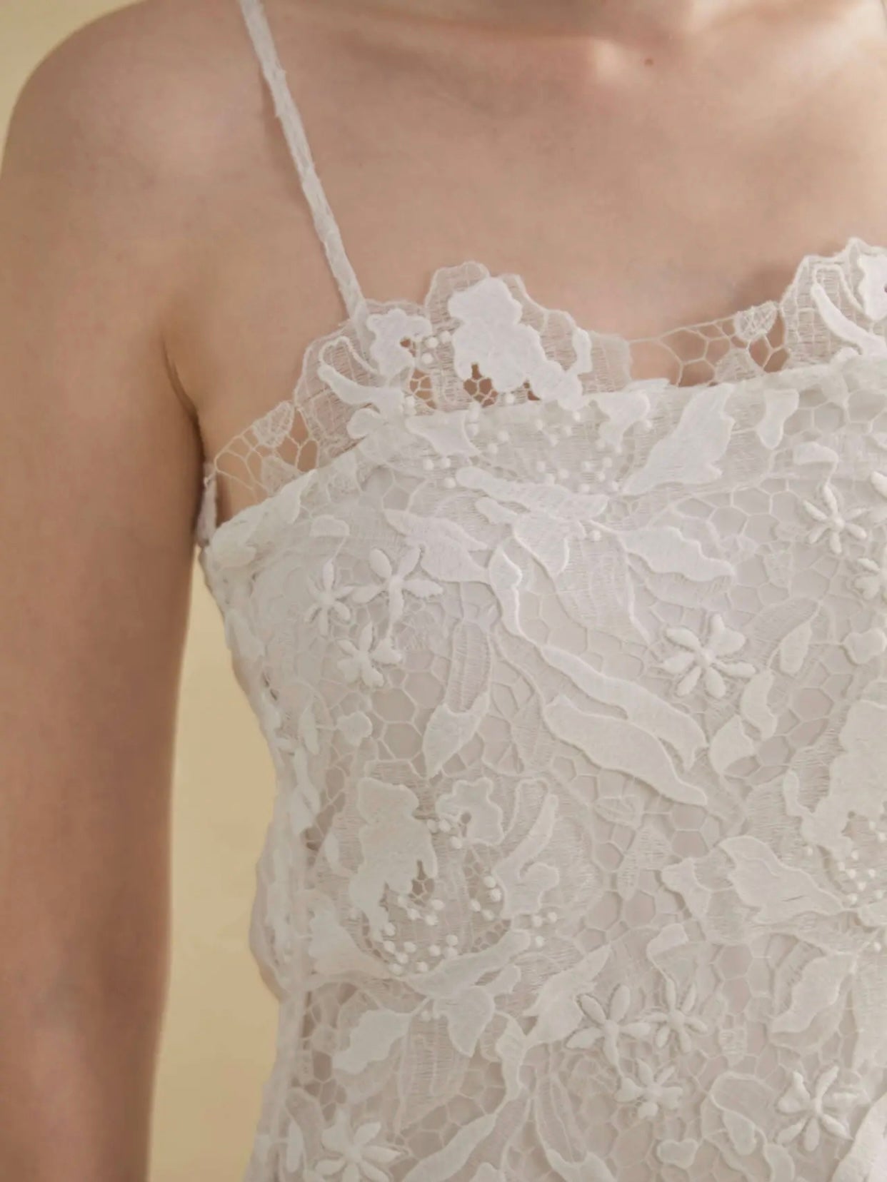 Hollow-out Lace A-line Camisole Dress