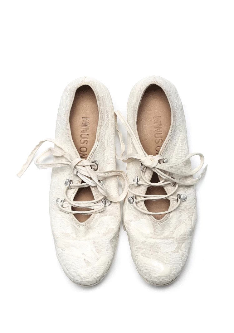 Hand-painted Sealed Glue Handmade Leather Shoes with Imported Cotton Canvas
