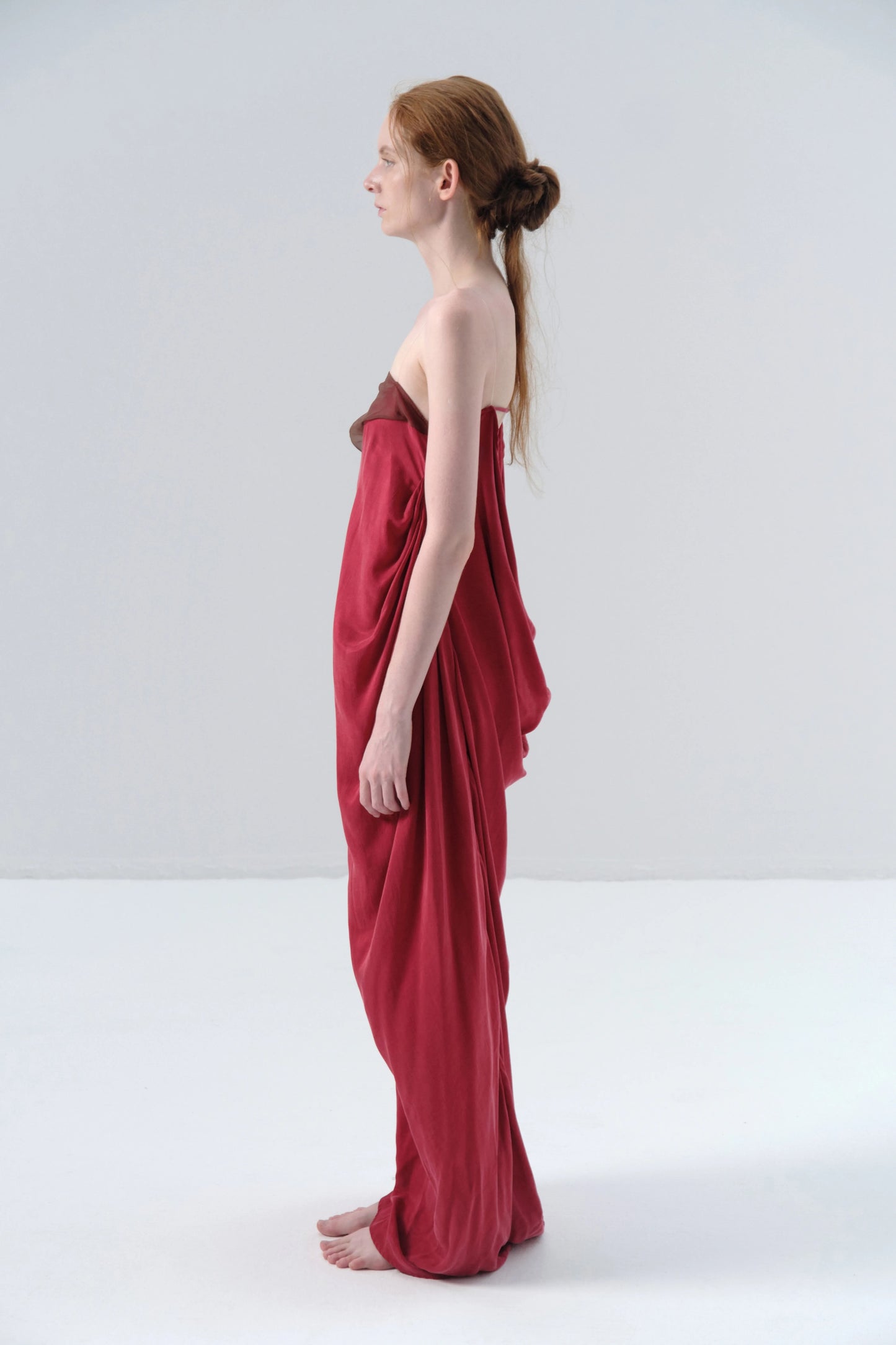 Strapless Cupro Red Dress