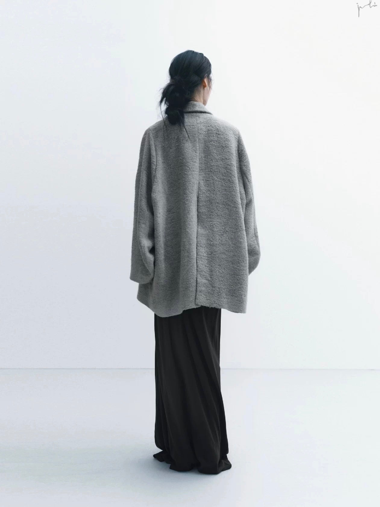 Asymmetrical Placket Wool-Blend Oversized Coat