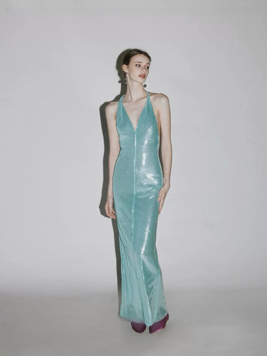 Mayfair Series — Sequin Halter Neck Backless Evening Dress