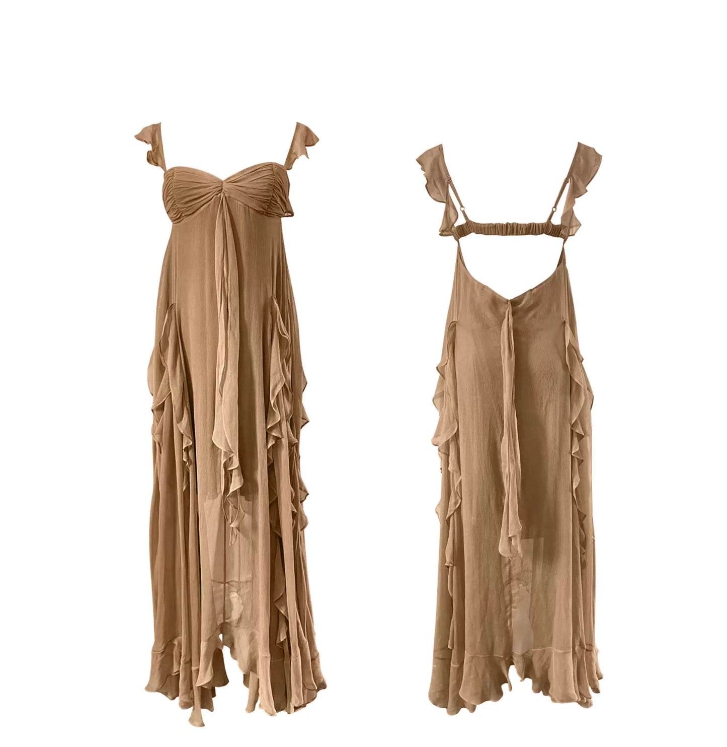 Vacation Spaghetti Strap Dress with Ruffled Hem